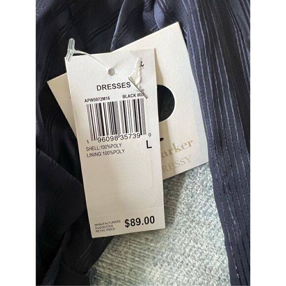 NWT! Adyson Parker Black Iris Indigo Stripe Long Sleeve Asymmetrical Hem Large - Picture 3 of 11